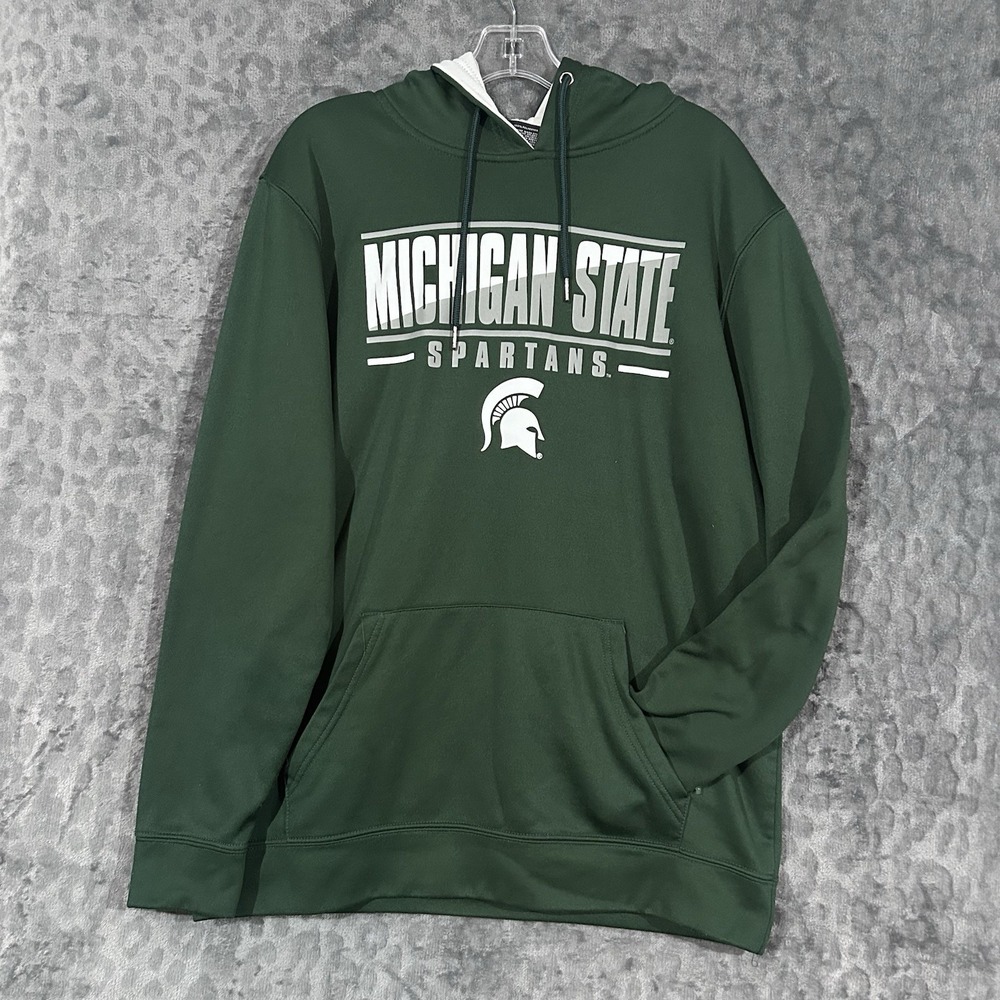 Michigan State Spartans Men's Colosseum Athletics Pullover Hoodie Green Size LRG - Picture 2 of 10